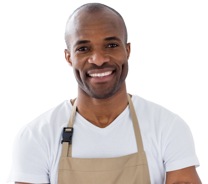 homme avec tablier